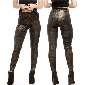 Spanx Velvet Shine Black Gold High Waist Leggings